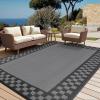 Garvee 10×14 Outdoor Rug Waterproof Reversible Patio Mat, Plastic Straw Rug for Patio,Large Outdoor Carpet for RV Camping, Balcony, Deck, Backyard, Easy Clean & Portable,Black/Grey(Gray & Black)