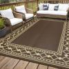 Garvee 10×14 Outdoor Rug Waterproof Reversible Patio Mat, Plastic Straw Rug for Patio,Large Outdoor Carpet for RV Camping, Balcony, Deck, Backyard, Easy Clean & Portable,Black/Grey(Brown/Coffee)