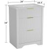 Garvee 24″ Fluted Bathroom Vanity with Sink, Farmhouse Freestanding Bathroom Sink Cabinet with 2 Drawers & 1 Flip-Down Drawer, Easy Assembly & Cleaning, Natural Oak(White)