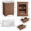 Garvee 24″ Fluted Bathroom Vanity with Sink, Farmhouse Freestanding Bathroom Sink Cabinet with 2 Drawers & 1 Flip-Down Drawer, Easy Assembly & Cleaning, Natural Oak(Walnut)