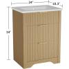 Garvee 24″ Fluted Bathroom Vanity with Sink, Farmhouse Freestanding Bathroom Sink Cabinet with 2 Drawers & 1 Flip-Down Drawer, Easy Assembly & Cleaning, Natural Oak(Natural Oak)