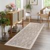Garvee 2×6 Washable Runner Rug, Floral Bird Hallway Rug Non-Slip Low-Pile Carpet for Entryway Kitchen, Stain Resistant Indoor Rug for Living Room Bedroom High Traffic Home Decor, Brown(Brown)