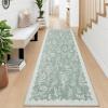 Garvee 2×6 Washable Runner Rug, Floral Bird Hallway Rug Non-Slip Low-Pile Carpet for Entryway Kitchen, Stain Resistant Indoor Rug for Living Room Bedroom High Traffic Home Decor, Brown(Green)