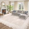 Garvee 2×6 Washable Scalloped Lace Runner Rug, Soft Non-Shedding Low Pile Rugs Runner for Hallway Entryway Living Room, Contemporary Elegant Carpet for College Playroom Kids Room, Beige(Bow Beige)