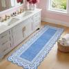 Garvee 2×6 Washable Scalloped Lace Runner Rug, Soft Non-Shedding Low Pile Rugs Runner for Hallway Entryway Living Room, Contemporary Elegant Carpet for College Playroom Kids Room, Beige(Scalloped Lace Blue)