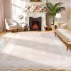 Garvee 2×6 Washable Scalloped Lace Runner Rug, Soft Non-Shedding Low Pile Rugs Runner for Hallway Entryway Living Room, Contemporary Elegant Carpet for College Playroom Kids Room, Beige(Bow Beige)