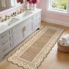 Garvee 2×6 Washable Scalloped Lace Runner Rug, Soft Non-Shedding Low Pile Rugs Runner for Hallway Entryway Living Room, Contemporary Elegant Carpet for College Playroom Kids Room, Beige(Scalloped Lace Brown)