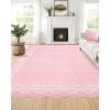 Garvee 2×6 Washable Scalloped Lace Runner Rug, Soft Non-Shedding Low Pile Rugs Runner for Hallway Entryway Living Room, Contemporary Elegant Carpet for College Playroom Kids Room, Beige(Lace Pink)