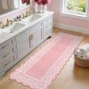 Garvee 2×6 Washable Scalloped Lace Runner Rug, Soft Non-Shedding Low Pile Rugs Runner for Hallway Entryway Living Room, Contemporary Elegant Carpet for College Playroom Kids Room, Beige(Scalloped Lace Pink)