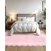 Garvee 2×6 Washable Scalloped Lace Runner Rug, Soft Non-Shedding Low Pile Rugs Runner for Hallway Entryway Living Room, Contemporary Elegant Carpet for College Playroom Kids Room, Beige(Lace Pink)