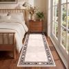 Garvee 5×7 Area Rugs for Living Room Vintage Border Area Rug Washable Rug Stain Resistant Non Shedding Floor Cover Soft Touch Folding Indoor Carpet for Dining Room Nursery Living Room Bedroom，Blue(Vintage Border – Beige)
