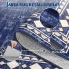 Garvee 5×7 Area Rugs for Living Room Vintage Border Area Rug Washable Rug Stain Resistant Non Shedding Floor Cover Soft Touch Folding Indoor Carpet for Dining Room Nursery Living Room Bedroom，Blue(Vintage Border – Blue)