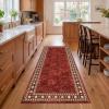 Garvee 5×7 Area Rugs for Living Room Vintage Border Area Rug Washable Rug Stain Resistant Non Shedding Floor Cover Soft Touch Folding Indoor Carpet for Dining Room Nursery Living Room Bedroom，Blue(Vintage Border – Red)