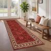 Garvee 5×7 Area Rugs for Living Room Vintage Border Area Rug Washable Rug Stain Resistant Non Shedding Floor Cover Soft Touch Folding Indoor Carpet for Dining Room Nursery Living Room Bedroom，Blue(Vintage Border – Red)