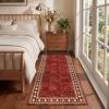 Garvee 5×7 Area Rugs for Living Room Vintage Border Area Rug Washable Rug Stain Resistant Non Shedding Floor Cover Soft Touch Folding Indoor Carpet for Dining Room Nursery Living Room Bedroom，Blue(Vintage Border – Red)