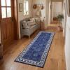 Garvee 5×7 Area Rugs for Living Room Vintage Border Area Rug Washable Rug Stain Resistant Non Shedding Floor Cover Soft Touch Folding Indoor Carpet for Dining Room Nursery Living Room Bedroom，Blue(Vintage Border – Blue)
