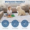 Garvee 5×7 Area Rugs for Living Room Vintage Border Area Rug Washable Rug Stain Resistant Non Shedding Floor Cover Soft Touch Folding Indoor Carpet for Dining Room Nursery Living Room Bedroom，Blue(Line – Beige White)