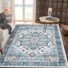 Garvee 8×10 ft Large Washable Area Rugs for Living Room – Non-Slip Low Pile Boho Vintage Carpet for Bedroom, Office, Dining Room & Kitchen – Machine Washable Throw Rug, Home Decor(Blue)(Blue)