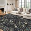 Garvee 9×12 Area Rug for Living Room, Vintage Retro Boho Rug, Washable Non Slip & Low Pile Carpet for Living Room, Bedroom, Dining Room, Green(Black)