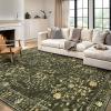 Garvee 9×12 Area Rug for Living Room, Vintage Retro Boho Rug, Washable Non Slip & Low Pile Carpet for Living Room, Bedroom, Dining Room, Green(Green)