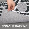 Garvee Large Area Rug 9×12 Washable Scalloped Living Room Rug Non Slip, Modern Checkered Carpet, Soft Non Shedding Floor Covering, Indoor Low Pile Stain Resistant Mat for Bedroom, Mousse(Trellis|black)