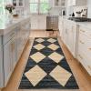 Garvee Large Area Rug 9×12 Washable Scalloped Living Room Rug Non Slip, Modern Checkered Carpet, Soft Non Shedding Floor Covering, Indoor Low Pile Stain Resistant Mat for Bedroom, Mousse(Checkered|black & Brown)