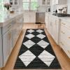 Garvee Large Area Rug 9×12 Washable Scalloped Living Room Rug Non Slip, Modern Checkered Carpet, Soft Non Shedding Floor Covering, Indoor Low Pile Stain Resistant Mat for Bedroom, Mousse(Checkered|black & White)