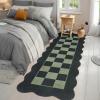 Garvee Large Area Rug 9×12 Washable Scalloped Living Room Rug Non Slip, Modern Checkered Carpet, Soft Non Shedding Floor Covering, Indoor Low Pile Stain Resistant Mat for Bedroom, Mousse(Scalloped Checkered|black & Green)