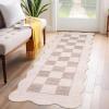 Garvee Large Area Rug 9×12 Washable Scalloped Living Room Rug Non Slip, Modern Checkered Carpet, Soft Non Shedding Floor Covering, Indoor Low Pile Stain Resistant Mat for Bedroom, Mousse(Scalloped Checkered|beige)