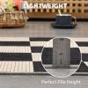 Garvee Large Area Rug 9×12 Washable Scalloped Living Room Rug Non Slip, Modern Checkered Carpet, Soft Non Shedding Floor Covering, Indoor Low Pile Stain Resistant Mat for Bedroom, Mousse(Textured|black)