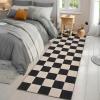 Garvee Large Area Rug 9×12 Washable Scalloped Living Room Rug Non Slip, Modern Checkered Carpet, Soft Non Shedding Floor Covering, Indoor Low Pile Stain Resistant Mat for Bedroom, Mousse(Textured|black)