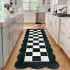 Garvee Large Area Rug 9×12 Washable Scalloped Living Room Rug Non Slip, Modern Checkered Carpet, Soft Non Shedding Floor Covering, Indoor Low Pile Stain Resistant Mat for Bedroom, Mousse(Scalloped Checkered|black & White)