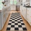 Garvee Large Area Rug 9×12 Washable Scalloped Living Room Rug Non Slip, Modern Checkered Carpet, Soft Non Shedding Floor Covering, Indoor Low Pile Stain Resistant Mat for Bedroom, Mousse(Textured|black)