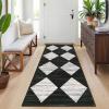 Garvee Large Area Rug 9×12 Washable Scalloped Living Room Rug Non Slip, Modern Checkered Carpet, Soft Non Shedding Floor Covering, Indoor Low Pile Stain Resistant Mat for Bedroom, Mousse(Checkered|black & White)