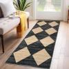 Garvee Large Area Rug 9×12 Washable Scalloped Living Room Rug Non Slip, Modern Checkered Carpet, Soft Non Shedding Floor Covering, Indoor Low Pile Stain Resistant Mat for Bedroom, Mousse(Checkered|black & Brown)