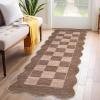 Garvee Large Area Rug 9×12 Washable Scalloped Living Room Rug Non Slip, Modern Checkered Carpet, Soft Non Shedding Floor Covering, Indoor Low Pile Stain Resistant Mat for Bedroom, Mousse(Scalloped Checkered|mousse)