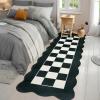 Garvee Large Area Rug 9×12 Washable Scalloped Living Room Rug Non Slip, Modern Checkered Carpet, Soft Non Shedding Floor Covering, Indoor Low Pile Stain Resistant Mat for Bedroom, Mousse(Scalloped Checkered|black & White)