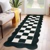 Garvee Large Area Rug 9×12 Washable Scalloped Living Room Rug Non Slip, Modern Checkered Carpet, Soft Non Shedding Floor Covering, Indoor Low Pile Stain Resistant Mat for Bedroom, Mousse(Scalloped Checkered|black & White)