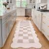 Garvee Large Area Rug 9×12 Washable Scalloped Living Room Rug Non Slip, Modern Checkered Carpet, Soft Non Shedding Floor Covering, Indoor Low Pile Stain Resistant Mat for Bedroom, Mousse(Scalloped Checkered|beige)