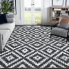 Garvee Large Area Rug 9×12 Washable Scalloped Living Room Rug Non Slip, Modern Checkered Carpet, Soft Non Shedding Floor Covering, Indoor Low Pile Stain Resistant Mat for Bedroom, Mousse(Trellis|black)