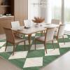 Garvee Large Area Rug 9×12 Washable Scalloped Living Room Rug Non Slip, Modern Checkered Carpet, Soft Non Shedding Floor Covering, Indoor Low Pile Stain Resistant Mat for Bedroom, Mousse(Checkered|emerald Green)