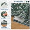 Garvee Large Washable Area Rug 10 x 13 for Living Room, Non-Slip Soft Modern Floral Rug Low Pile Farmhouse Floral Carpet Non-Shedding Foldable Printed Rugs for Bedroom Dining Room, Green(Floral 2 | Dark Green)