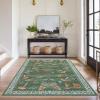 Garvee Large Washable Area Rug 10 x 13 for Living Room, Non-Slip Soft Modern Floral Rug Low Pile Farmhouse Floral Carpet Non-Shedding Foldable Printed Rugs for Bedroom Dining Room, Green(Mushroom | Green)