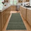 Garvee Large Washable Area Rug 10 x 13 for Living Room, Non-Slip Soft Modern Floral Rug Low Pile Farmhouse Floral Carpet Non-Shedding Foldable Printed Rugs for Bedroom Dining Room, Green(Striped|green)