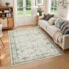 Garvee Large Washable Area Rug 10 x 13 for Living Room, Non-Slip Soft Modern Floral Rug Low Pile Farmhouse Floral Carpet Non-Shedding Foldable Printed Rugs for Bedroom Dining Room, Green(Boho Vinatge – Beige)