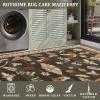 Garvee Large Washable Area Rug 10 x 13 for Living Room, Non-Slip Soft Modern Floral Rug Low Pile Farmhouse Floral Carpet Non-Shedding Foldable Printed Rugs for Bedroom Dining Room, Green(Mushroom | Brown)