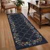 Garvee Large Washable Area Rug 10 x 13 for Living Room, Non-Slip Soft Modern Floral Rug Low Pile Farmhouse Floral Carpet Non-Shedding Foldable Printed Rugs for Bedroom Dining Room, Green(Floral Vines| Black)