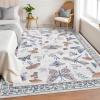 Garvee Large Washable Area Rug 10 x 13 for Living Room, Non-Slip Soft Modern Floral Rug Low Pile Farmhouse Floral Carpet Non-Shedding Foldable Printed Rugs for Bedroom Dining Room, Green(Mushroom | Beige)