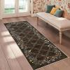 Garvee Large Washable Area Rug 10 x 13 for Living Room, Non-Slip Soft Modern Floral Rug Low Pile Farmhouse Floral Carpet Non-Shedding Foldable Printed Rugs for Bedroom Dining Room, Green(Floral Vines| Brown)