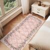 Garvee Large Washable Area Rug 10 x 13 for Living Room, Non-Slip Soft Modern Floral Rug Low Pile Farmhouse Floral Carpet Non-Shedding Foldable Printed Rugs for Bedroom Dining Room, Green(Floral Vines| Pink)
